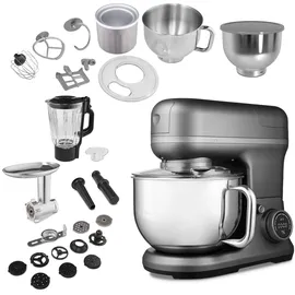 Medion Küchenmaschine "MD 18442, 8 Geschwindigkeitsstufen, Impulsfunktion, 5L Rührschüssel", grau (titan), B:39cm H:35,4cm T:23cm, Küchenmaschinen, Umfangreiches Zubehör-Set inkl. Eisschüssel für Speiseeiszubereitung, Küchenmaschine