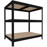 Schwerlastregal Biedrax 60 x 75 x 120 cm, Schwarz, 3 Fachböden MDF, Fachlast 200 kg pro Fachboden