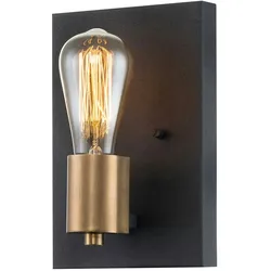 Licht-Erlebnisse Wandlampe QUINT Zink Antik, Messing Antik, minimalistisch, Stahl, 1x E27 bis 60W LE121391