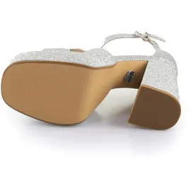 Buffalo High-Heel-Pumps BUFFALO "Buffalo Cross -Vegan Glitter", Damen, Gr. 38, silber, Kunstfaser, unifarben, Schuhe