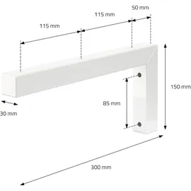 ML-Design Wandkonsole 2er Set L-Form 300x150 mm, Weiß Stahl, Waschtischhalterung, Wandhalterung Waschbecken,