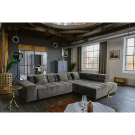 KAWOLA Sofa NEVADA Ecksofa Velvet grau Recamiere rechts
