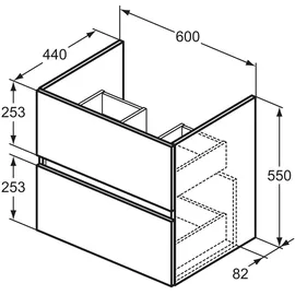 Ideal Standard Eurovit+ Waschtischunterschrank, 2 Auszüge