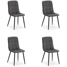 Homestyle4u Esszimmerstuhl 4er Set Anthrazit Samt