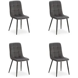 Homestyle4u Esszimmerstuhl 4er Set Anthrazit Samt
