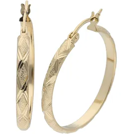 Lady Paar Creolen SMART JEWEL "Creolen diamantiert, Silber 925", gold (vergoldet), Ohrringe, Damen, Silber 925 (Sterlingsilber)