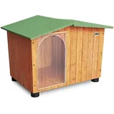 Hundehütte Hundehaus Hundehöhle Hundebox Aus Holz Massiv Wetterfest Echtholz Made In Italy Mod. Oasi E - Deutsche Dogge Mit "thermovorhang" 119x90xh87