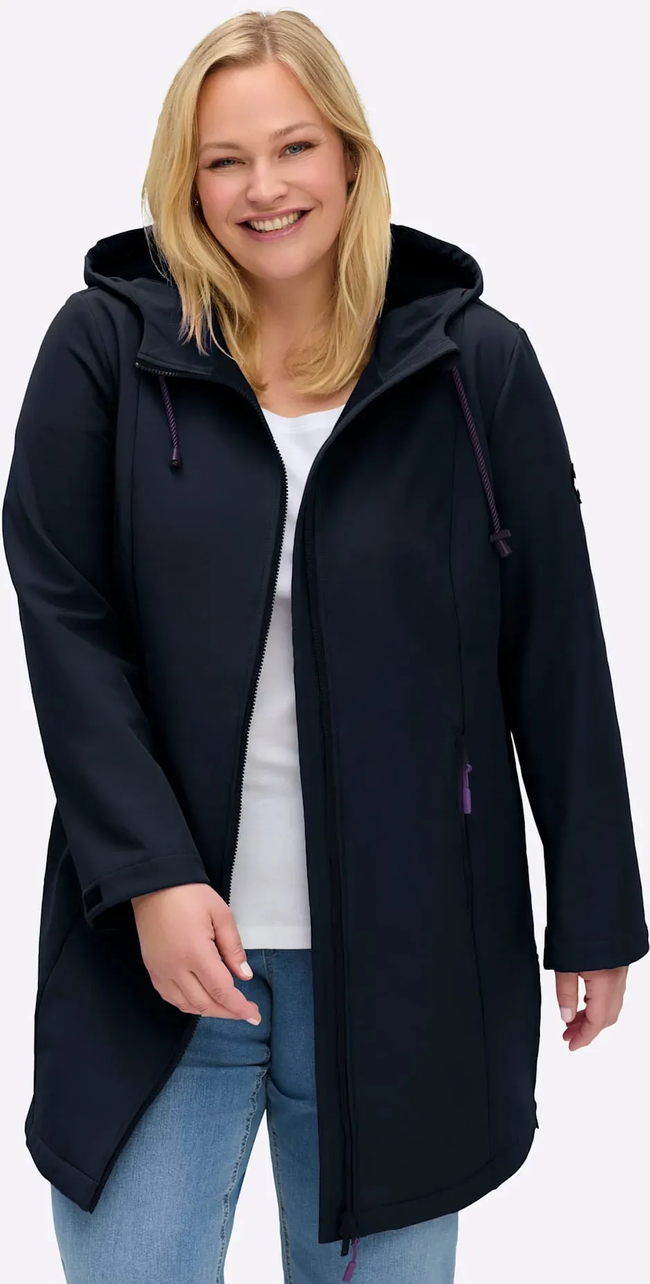 Softshelljacke SHEEGO, Damen, Gr. 50, tiefblau, 94% Polyester, 6% Elasthan, Wattierung:100% Polyester, unifarben, Jacken Softshelljacke