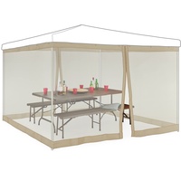 Relaxdays Moskitonetz für 3 x 3 m Pavillon, 2 Seitenteile, mit Reißverschluss & Klettband, 12 m XL Mückennetz, beige