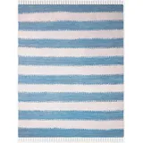 Myflair Teppich »Karim«, rechteckig, Handweb Teppich, gestreift, 90% Baumwolle, handgewebt, mit Fransen, blau