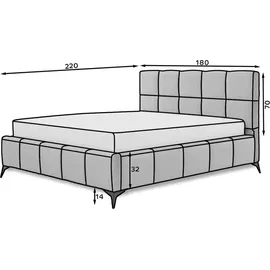 petits-meubles Bett mit Bettkasten 160x200cm Beige - Beige