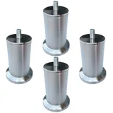 LLPEIJIE026 4er Set Möbelfüße Möbelbeine mit Vorgebohrten M10 Bolzen, Silber, Edelstahl Tischbein, Metall Sofa Stützfüße,Runde Füße,Kabinettfüße, Dickes Material Möbel Zubehör (15cm/5.91in)