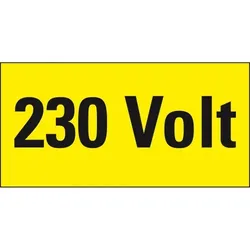 Aufkleber I Warnschild 230 Volt, RoHS konform, Folie, selbstklebend, 148x74mm