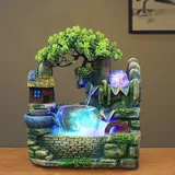 Charocean Zimmerbrunnen Wasserfall Brunnen Tischbrunnen mit Led Beleuchtung und Nebel, Springbrunnen Innen Zimmer Brunnen Klein Zimmerbrunnen mit Pflanzen, Ür die Platzierung In Wohnzimmer Büro