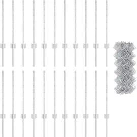 vidaXL Zaun mit Pfosten 0,6 x 25 m Silber/Stahl