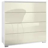 Vladon Pavos V3 76 x 76 x 35 cm Weiß matt / Creme Hochglanz / Gelb