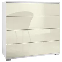 Vladon Pavos V3 76 x 76 x 35 cm Weiß matt / Creme Hochglanz / Gelb