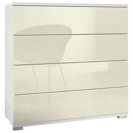 Vladon Pavos V3 76 x 76 x 35 cm Weiß matt / Creme Hochglanz / Gelb