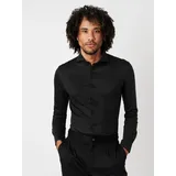 Desoto Langarmhemd "Jerseyhemd Essential Hai langarm", Herren, Gr. 43, N-Gr, schwarz (solid schwarz), Jersey, Obermaterial: 100% Baumwolle, körpernah, 1-Knopf-Manschette, Hemden, Flexibler Stretch