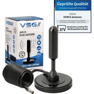 Leistungsstärkste DVB-T2 HD Antenne ALU-Massivkern AVK25-PLUS - Schwarz