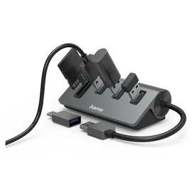 Hama USB-Hub/Kartenleser 5 Ports 3x USB-A, SD microSD, inkl. USB-C-Adapter