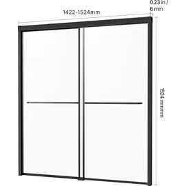 Vevor Badewannen Duschtür (1422-1524 x 1524 mm/B x H) halbrahmenlose Schiebetür für die Badewanne, halbrahmenlose Bypass-Wannentür mit 1/4 Zoll bruchsicherem gehärtetem Glas und Edelstahlgriff