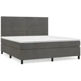 vidaXL Boxspringbett mit Matratze Dunkelgrau 180x200 cm Samt