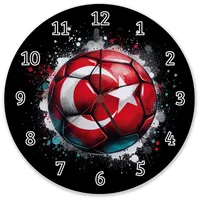 Speecheese Fußball Türkei Flagge Wanduhr aus Glas Perfekt für