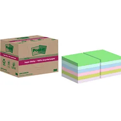 Post-it® Super Sticky Recycling Notes Haftnotizen extrastark farbsortiert 12 Blöcke