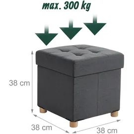 Relaxdays Hocker mit Stauraum Polyester 38 x 38 x 38 cm Dunkelgrau