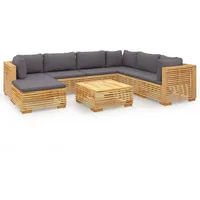 vidaXL 8-tlg. Garten-Lounge-Set mit Kissen Massivholz Teak