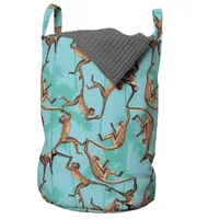 ABAKUHAUS Affe Wäschesack, Dschungel-Tiere auf Zweigen, Wäschekorb mit Griffen