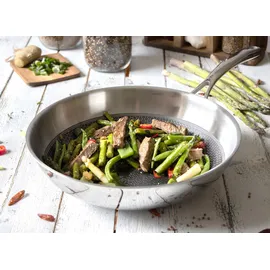 ELO PREMIUM Wok ELO PREMIUM "Relief Evolution Wokpfanne", edelstahl, B:31,5cm H:8,5cm L:55,5cm Ø:30cm, Pfannen, Wok, durchgehender Aluminium-Kern, außen magnetischer Edelstahl