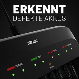 Absina Akkuladegerät 9V inkl. 8x AA 2900mAh NiMH