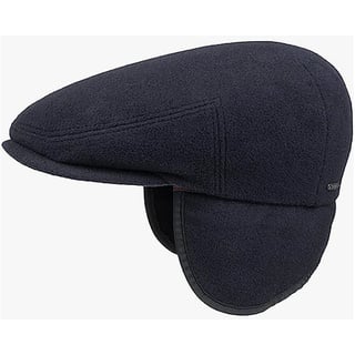 Stetson Kent Wool Ohrenklappen Flatcap Herren - Made in EU - Schiebermütze mit Ohrenklappen - Flat Cap mit Kaschmir - Ohrenmütze Herbst/Winter - Schirmmütze blau L (58-59 cm) - L