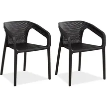 Homestyle4u Gartenstuhl Kunststoff schwarz 2er Set