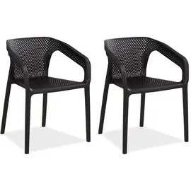 Homestyle4u Gartenstuhl Kunststoff schwarz 2er Set