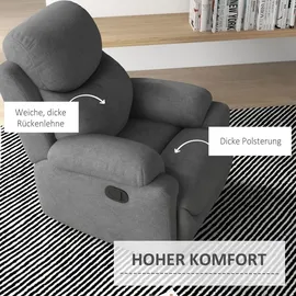 Homcom Relaxsessel Fernsehsessel mit Liegefunktion Polyester 88 x 102 x 93 cm Grau mit Kissen