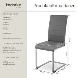 Tectake tectake® Schwingstuhl, gepolstert mit Kunstlederbezug, flaches Stahlgestell in C-Form, 41 x 52 x 99 cm