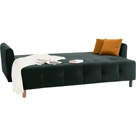 Home Affaire Schlafsofa HOME AFFAIRE "Nordic", grün, B:219cm H:93cm T:88cm, Microfaser PRIMABELLE (100% Polyester);Samtoptik (100% Polyester);Zierkissen: 100%Polyester, Sofas, Schlafsofa, mit Federkern und Metallbeinen, Steppung im Sitzbereich