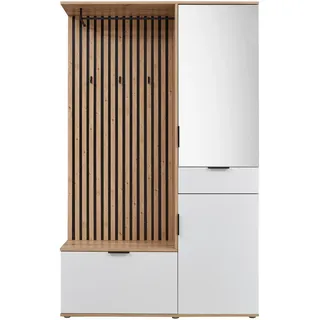 Bega Xora Garderobe, Weiß, Eiche Artisan Glas, Holzwerkstoff, 122x195x35 cm Garderobe, Garderoben-Sets , Serien