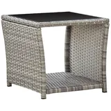 vidaXL Couchtisch Grau 45 x 45 x 40 cm Poly Rattan und Glas