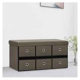 vidaXL Faltbare Sitzbank mit Stauraum Braun 76x38x38 cm Leinenoptik