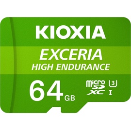 Kioxia EXCERIA HIGH ENDURANCE microSDXC 64GB Kit, UHS-I U3, A1, Class 10 (LMHE1G064GG2)