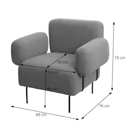 Mendler Lounge-Sessel HWC-L83b, Cocktailsessel Polstersessel Sessel, Bouclé Stoff/Textil Metall, creme-weiß