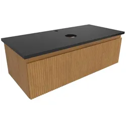 Badezimmerschrank mit Abdeckplatte SAT Evolution 98x30x44,5 cm honigmatt Eiche SATEVO100DMZ