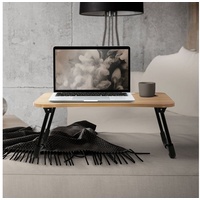 ML-DESIGN Laptoptisch Laptopständer Notebooktisch Betttisch Knietisch (1-St), Holzoptik 60x40cm mit 4 USB Ladeanschluss Schublade USB-Lampe Lüfter braun|schwarz