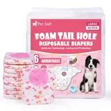 Pet Soft Hundewindeln für Hündinnen, 40 Stück Einweg-Windeln für Hunde&Katzen, Hochsaugfähige Katzenwindeln Läufigkeitshose für Hündinnen mit verstellbarem Schwanzloch (L-40 Stück)