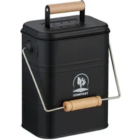 Relaxdays Komposteimer Küche, 3,5 Liter, 2 Aktivkohlefilter, Deckel, Henkel,