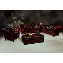 Salottini Chesterfield 3-Sitzer + 2-Sitzer + Sessel Leder Rot